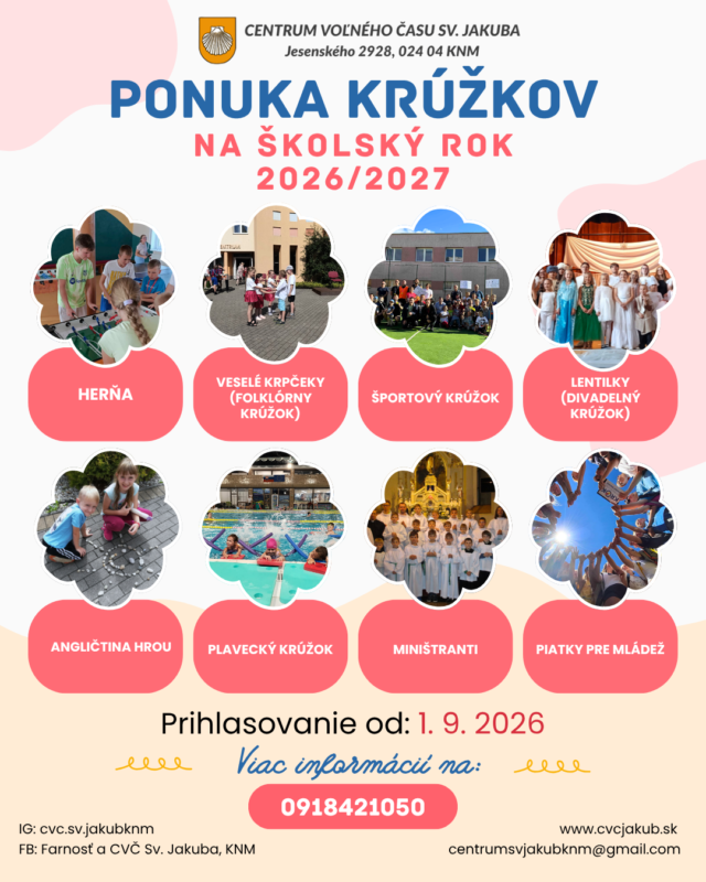 Ponuka krúžkov – 2026/2027